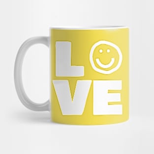 Love Smiley Face Typography Mug